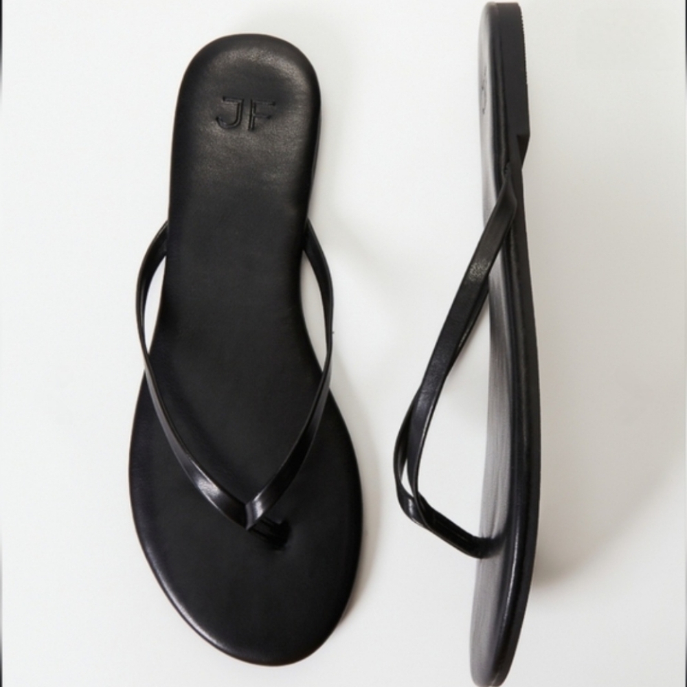 Justfab Layla Black Flat Thong Faux Leather Sandal Size 9 - Picture 8 of 8